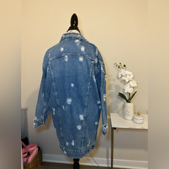 Zara Distressed Blue Denim Jacket - Picture 2 of 8